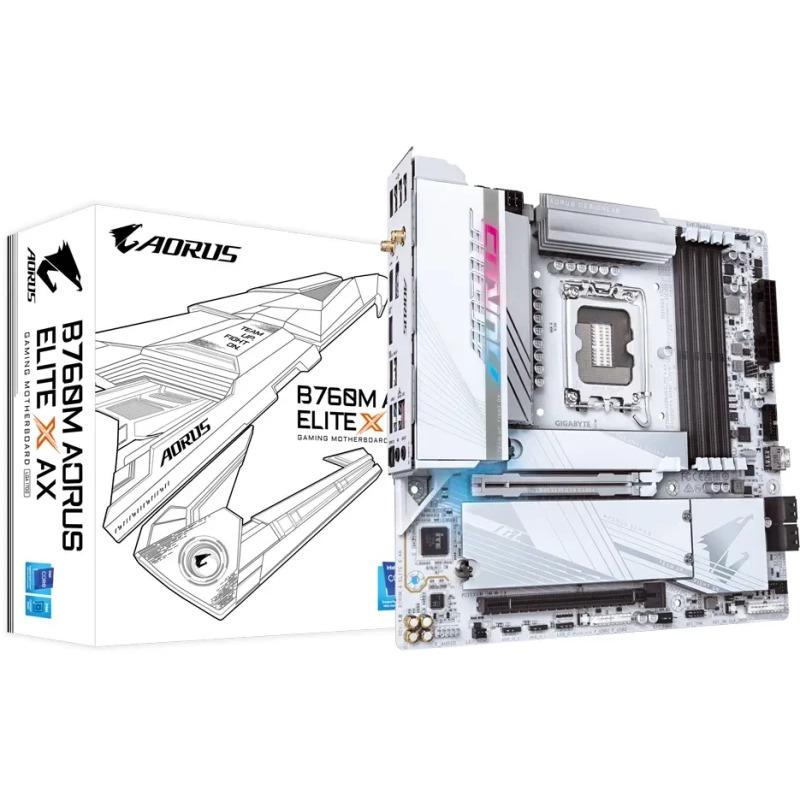 Pllakë amë Gigabyte B760M Aorus Elite X AX, Intel LGA1700, WiFi, gri
