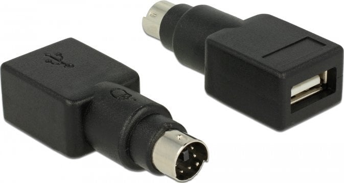 Adapter USB në PS2 Delock 65898, 2 porta, i zi