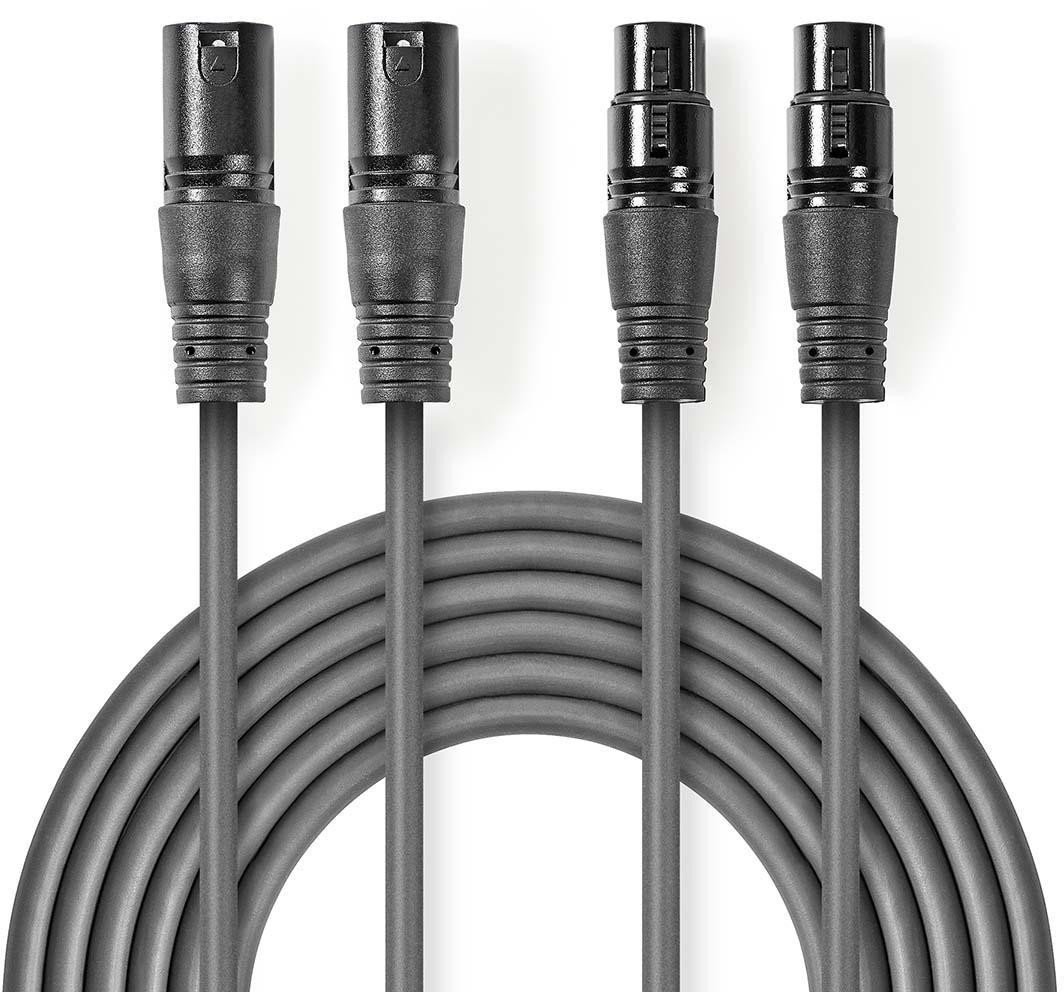 Kabllo audio XLR Sweex OnStage, 2x XLR 3-pin mashkull në 2x XLR 3-pin femër, 1.5 m, gri e errët