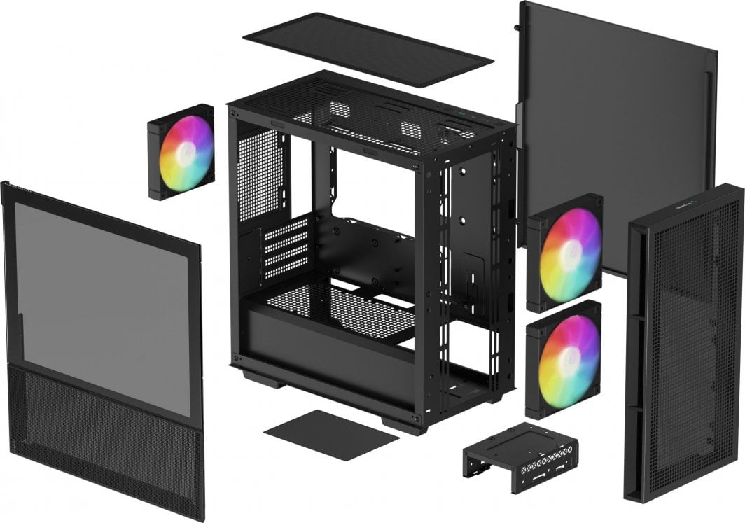 Kasë Deepcool CH360 ARGB, e zezë, Mini Tower