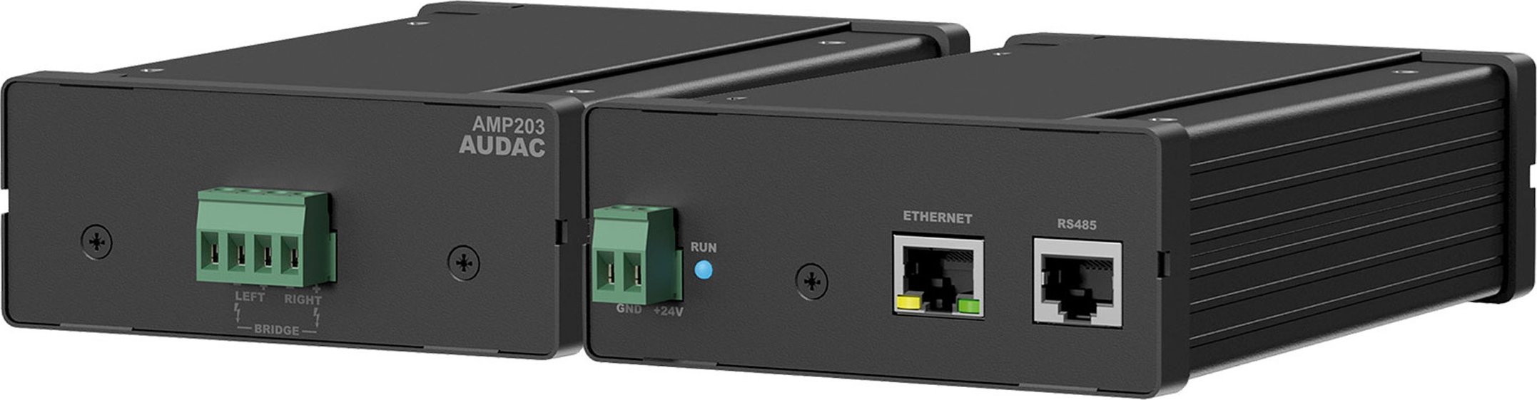 Amplifikator stereo Audac AMP203, 2 x 30W, Dante PoE, i zi