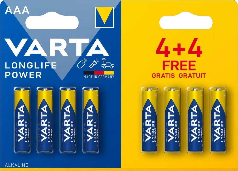 Bateri AAA Varta High Energy, alkaline, set 8 copë