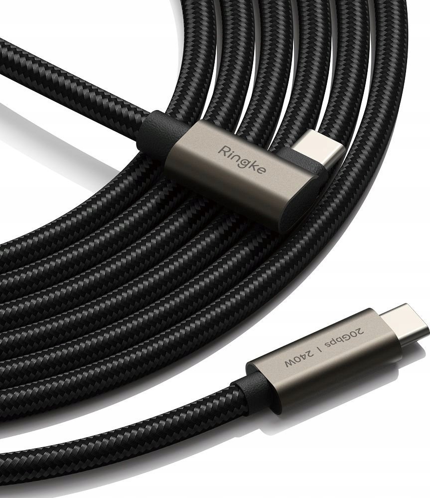 Kabllo USB C në USB C Ringke, 200cm, 240W PD, e zezë