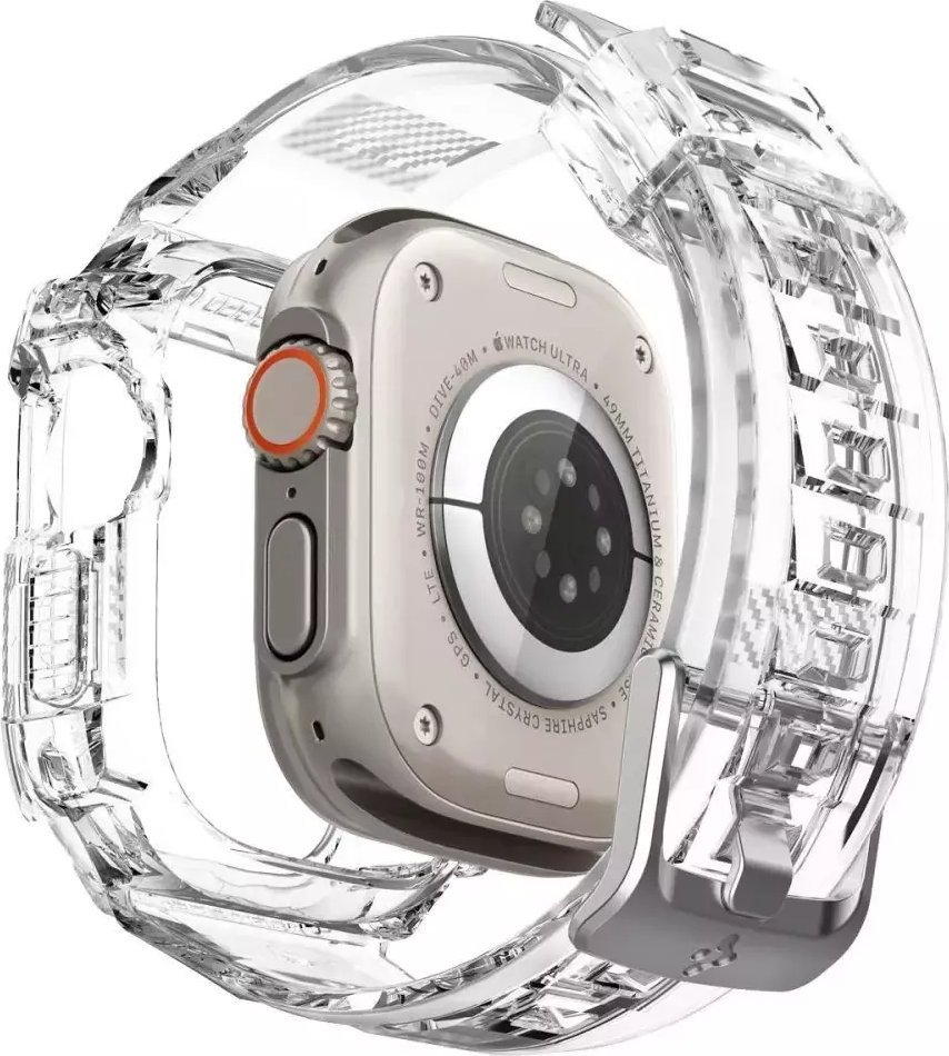 Rrip ore inteligjente Spigen Rugged Armor Pro për Apple Watch Ultra 49mm, TPU, Crystal Clear, transparent 4