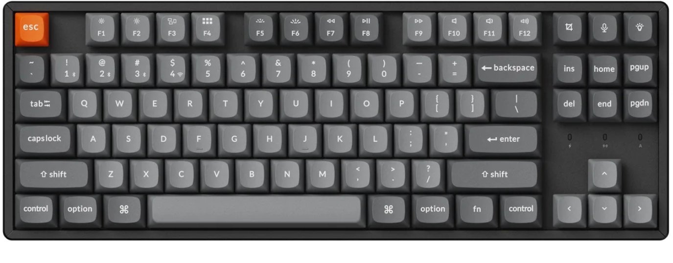 Tастатура механичка Keychron K8 Max, безжична 2.4 GHz Bluetooth USB, компактна, црна