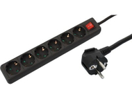 Zgjatës elektrik Microconnect GRU0063B, 6 dalje Schuko, kabllo 3 m, i zi