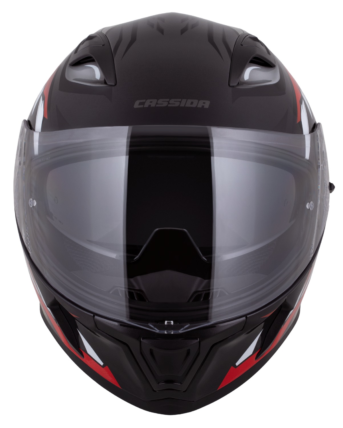 Helmetë integrale Cassida Orbit StriX 2026, polikarbonat, Pinlock ready, e kuqe gri bardhë zezë