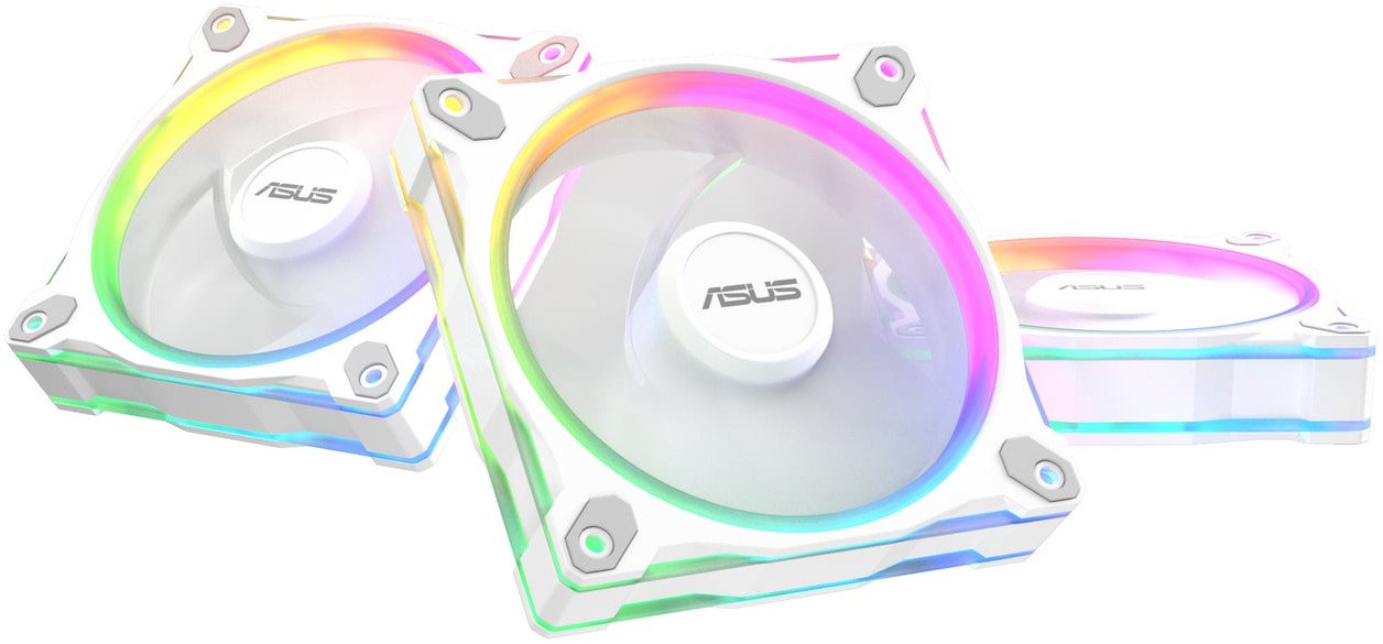 Ventilatorë për kasë ASUS Prime MR120 ARGB, 120mm PWM, set 3 copë, të bardhë