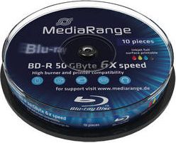 Disk Blu-ray MediaRange BD-R MR509, 50GB, 6x, i bardhë