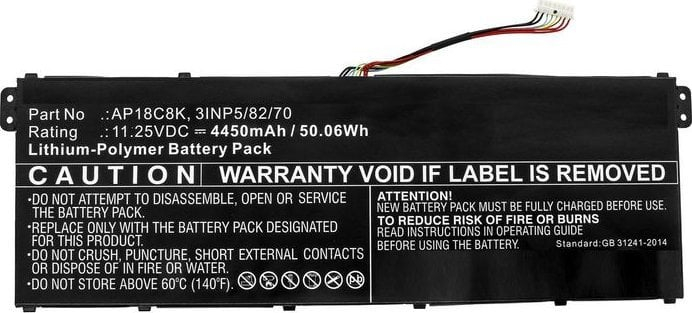 Bateri laptopi CoreParts për Acer, 50Wh, lithium polymer, e zezë