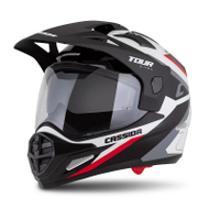 Helmetë moto CASSIDA Tour 2.0 X-tra, me peak, ECE 22.06, e bardhë e kuqe e zezë, madhësia XL