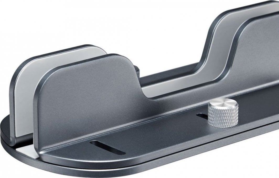 Mbajtëse vertikale për laptop Mozos H1, alumini, gri