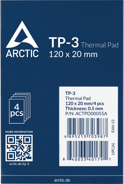 Pad termik Arctic TP-3, Thermal Pad 120x20x0.5mm, 4 copë