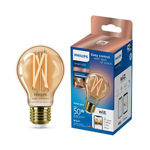 Llambë e zgjuar Philips Wiz E27 A60, LED 50W, dritë e bardhë e ftohtë dhe e ngrohtë, e artë
