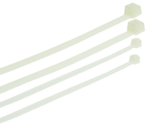 Kapëse plastike PLASTROL W 00620, 4.8 x 150mm, set 100 copë, të bardha