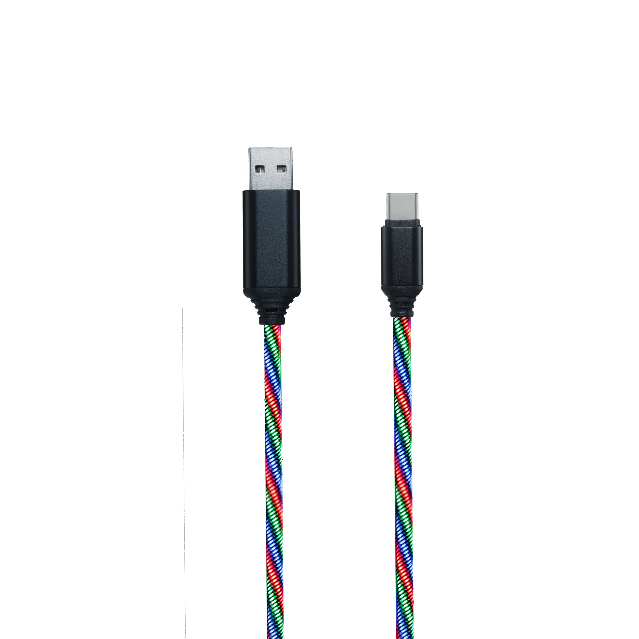 Kabllo USB 2GO USB A në USB C, 1 m, najlon, shumëngjyrëshe