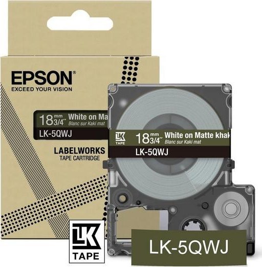Kasetë etiketuese Epson LK-5QWJ, LabelWorks, khaki me sfond të bardhë