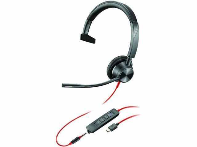 Kufje HP Poly Blackwire 3315, mono, USB C dhe 3.5mm, me mikrofon, të zeza