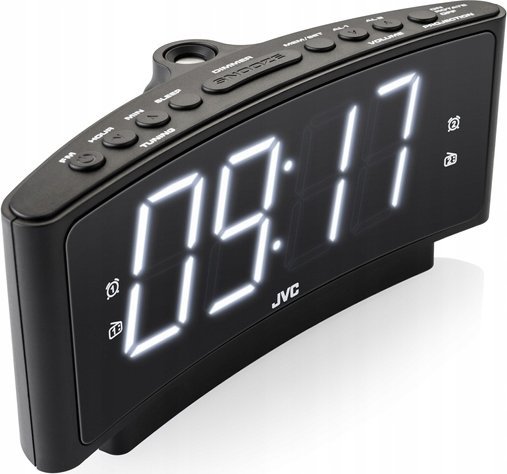 Radio orë JVC RA-E314B, projekcion ore, alarm i dyfishtë, e zezë