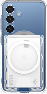 Kapak telefoni Spigen Ultra Hybrid Wallet MagSafe Plus, për Samsung Galaxy S25 Series, transparent
