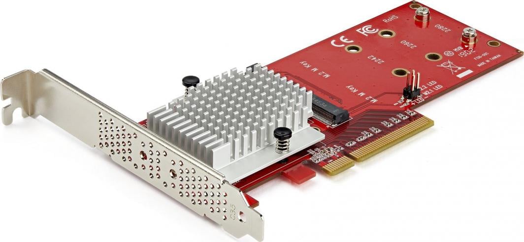 Kартичка адаптер за SSD StarTech Dual M.2 PCIe, PCIe 3.0 x8 x16, NVMe AHCI, црна