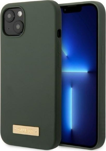 Mbështjellës telefoni Guess GUHMP13MSBPLA, për iPhone 13 6.1", silikon, MagSafe, jeshile khaki