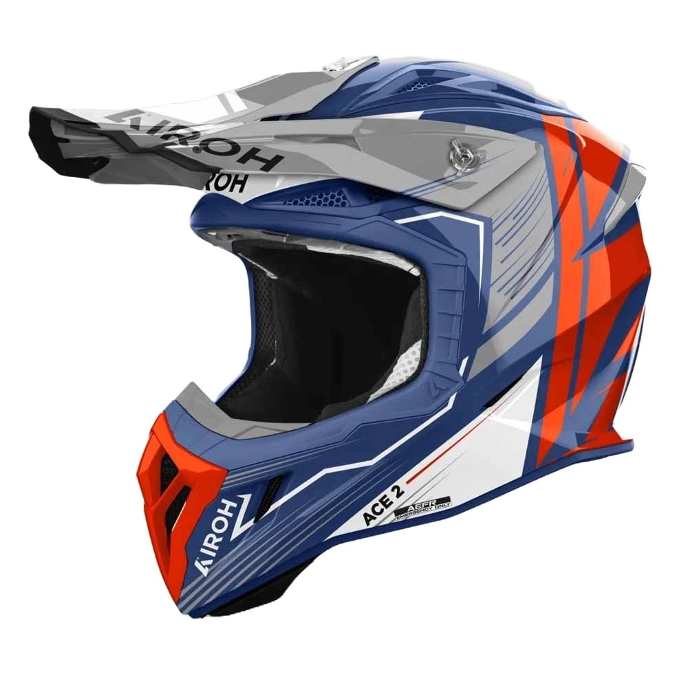 Helmetë motocross Airoh Aviator Ace 2 Engine, për të rritur, blu portokalli gri, madhësia M