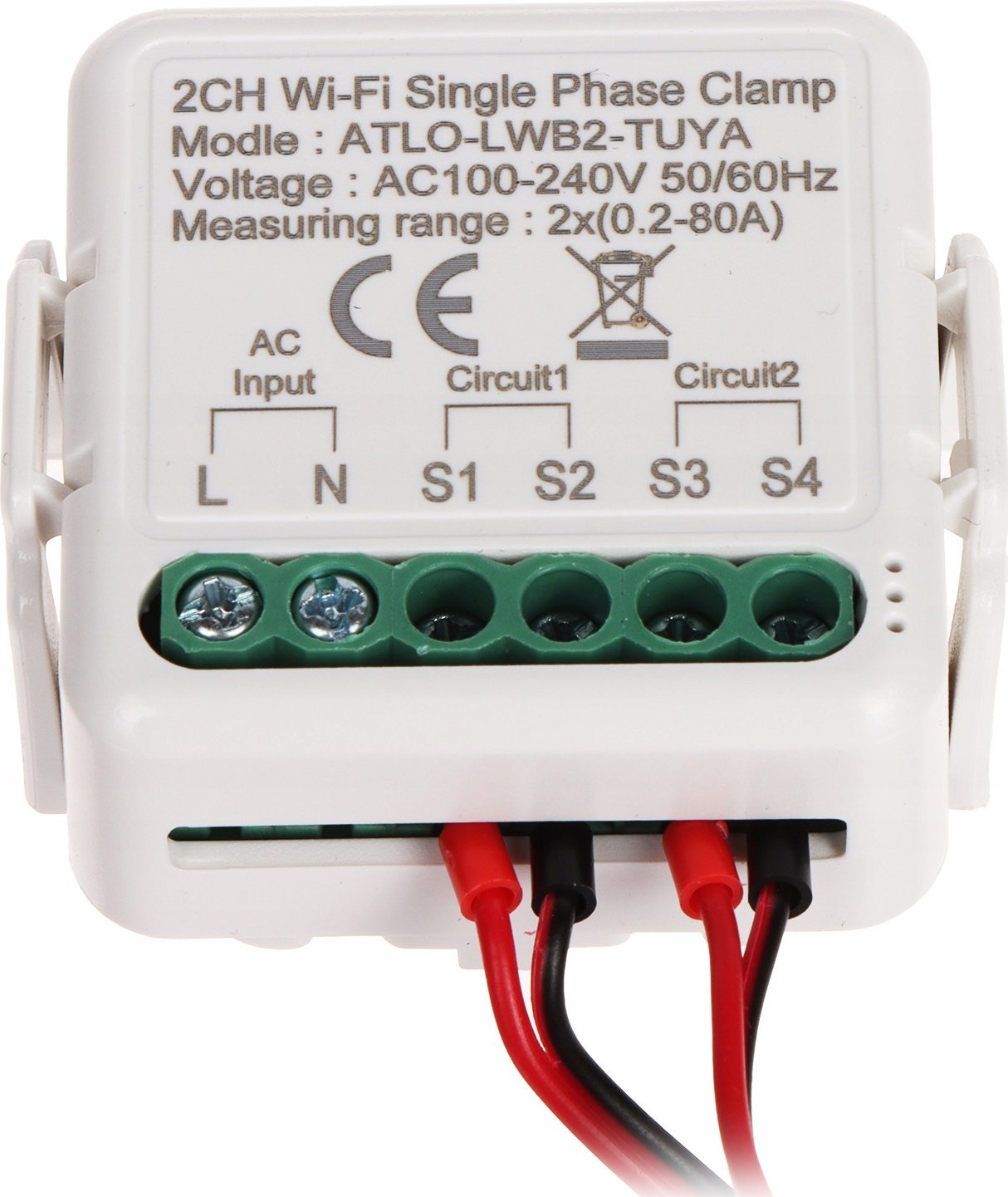 Monitor elektriciteti Delta ATLO-LWB2-TUYA, njëfazor, dy kanale, i bardhë