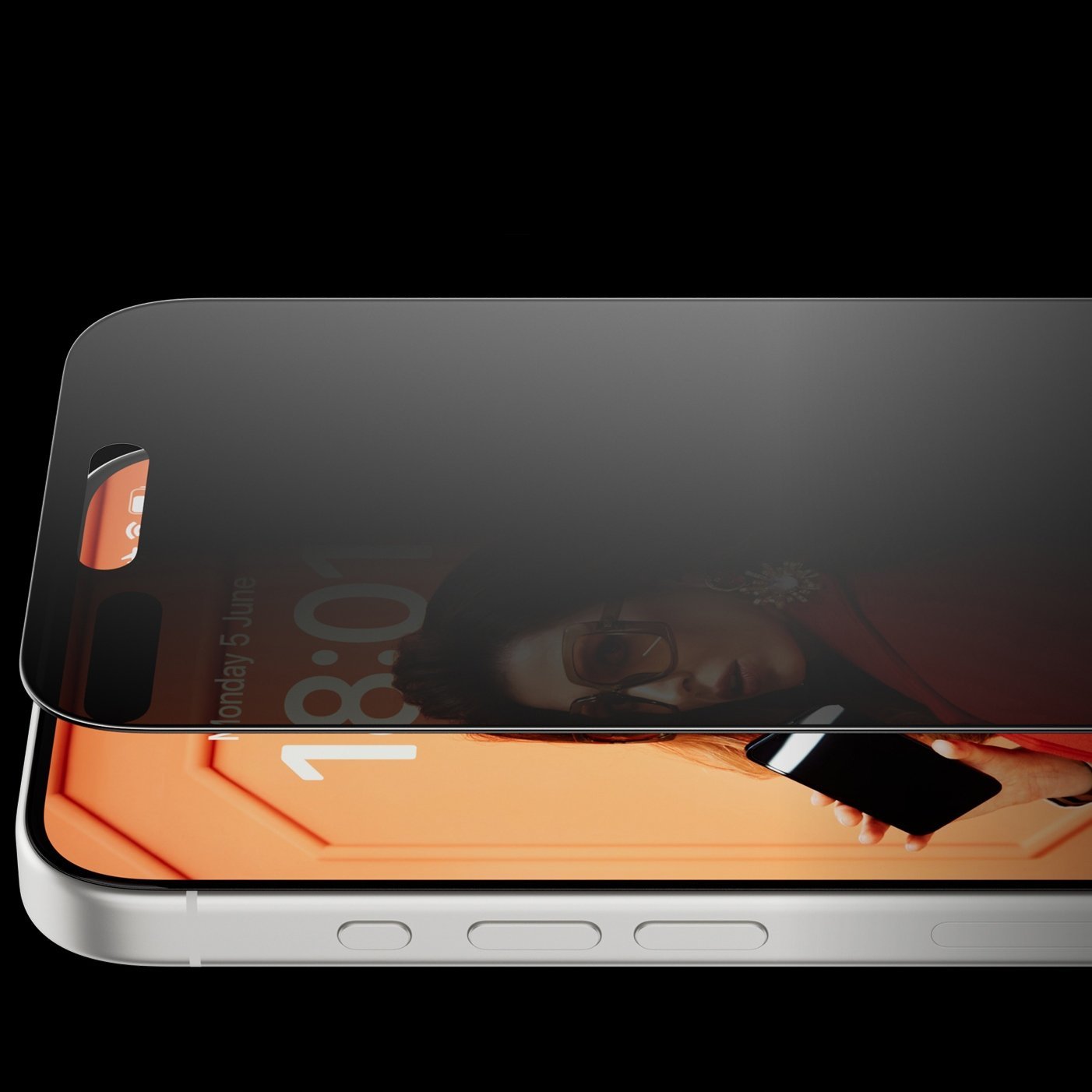 Set mbrojtës PanzerGlass Privacy 3 në 1 për iPhone 15 Pro, xham sigurie, kuti HardCase, i errët