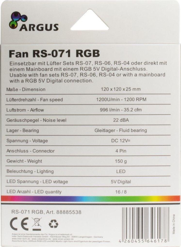 Ftohës Argus RS-071 RGB, 120 mm