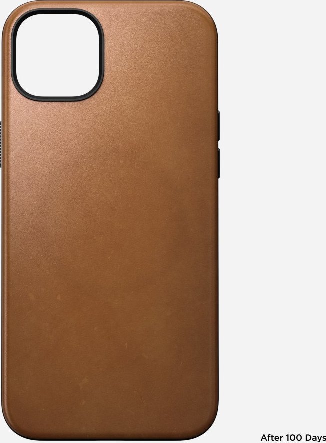 Mbulesë telefoni Nomad Modern Leather, për iPhone 15 Plus, lëkurë English Tan, kafe