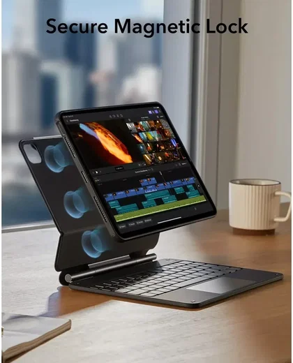 Mbrojtëse me tastierë ESR Rebound Magnetic 360, US, për iPad Pro 11" (4/3/2/1 Gen), Air (5/4 Gen), Air 11" (M2/M3/M4), e zezë