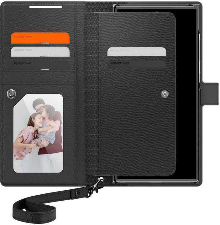 Këllëf Spigen Spigen Wallet S Plus për Samsung Galaxy S24 Ultra, i zi