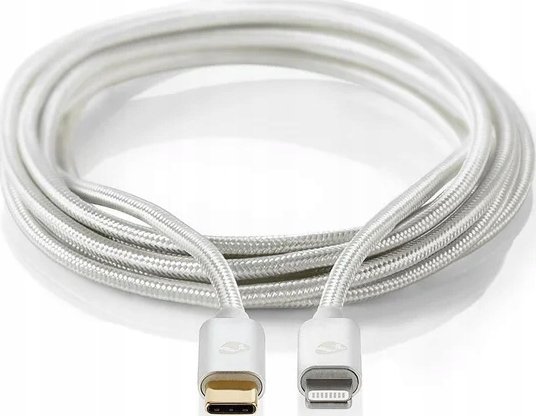 Kabllo Lightning Nedis Cove, USB C në Lightning, 2m, e argjendtë