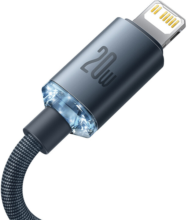 Kabllo karikimi / të dhënash Baseus Crystal Shine Series USB-C - Lightning, 20W, 1.2m, e zezë