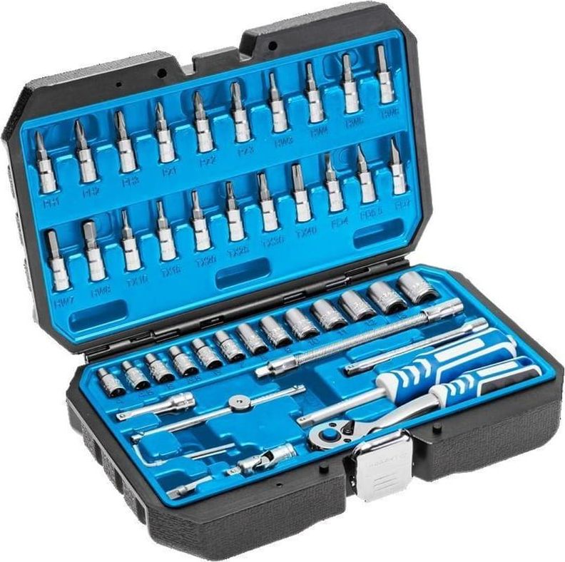 Set veglash Högert Technik HT1R416, 46 pjesë, çelik chrome vanadium, kuti plastike
