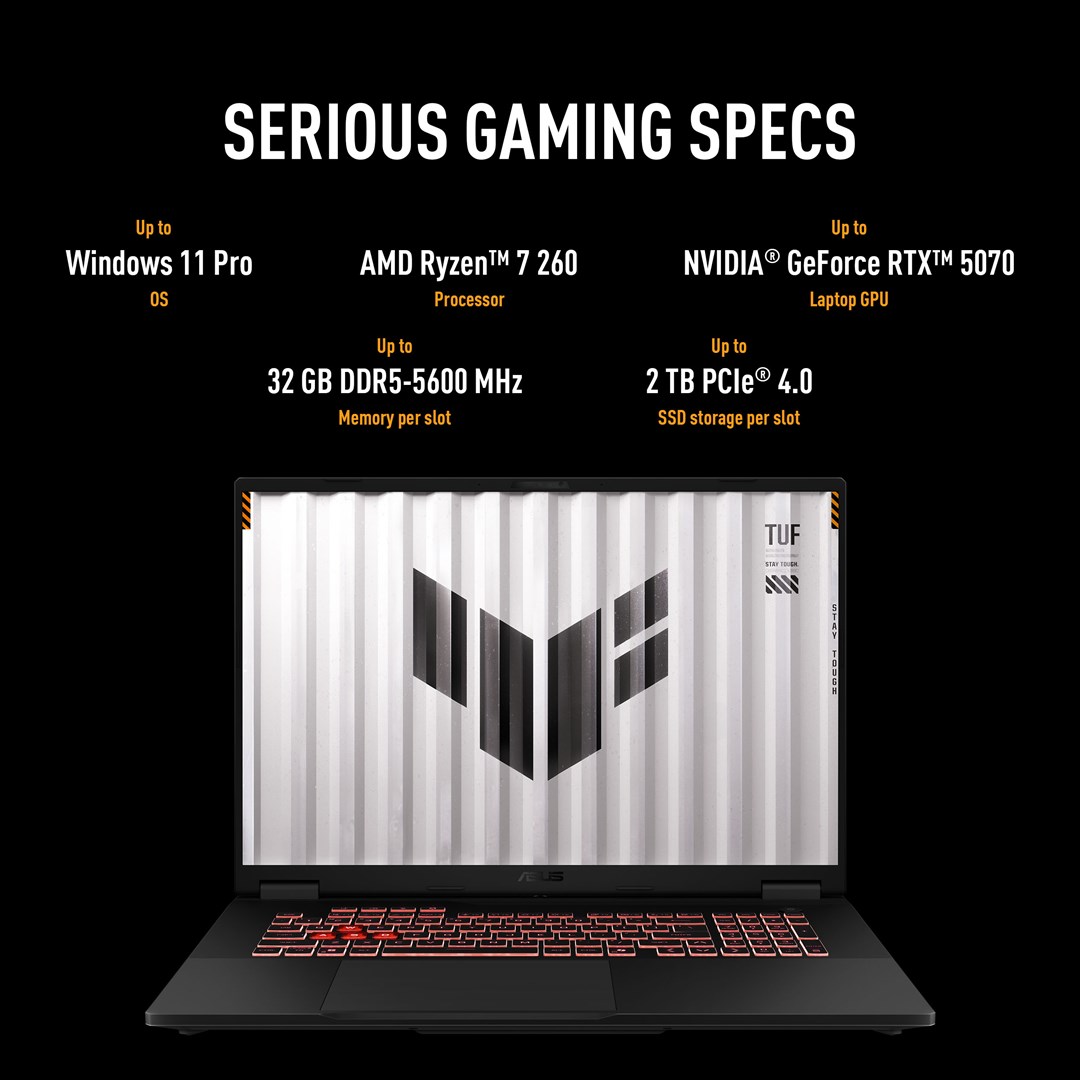 Laptop gaming ASUS TUF Gaming A18 FA808UM S9058, 18", Ryzen 7, RTX, i zi