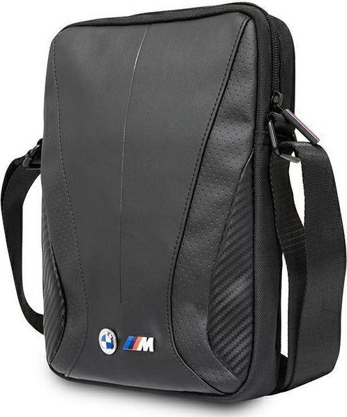 Çantë shpatulle BMW Motorsport Shoulder Bag Medium, deri 10", najlon efekt karboni, e zezë