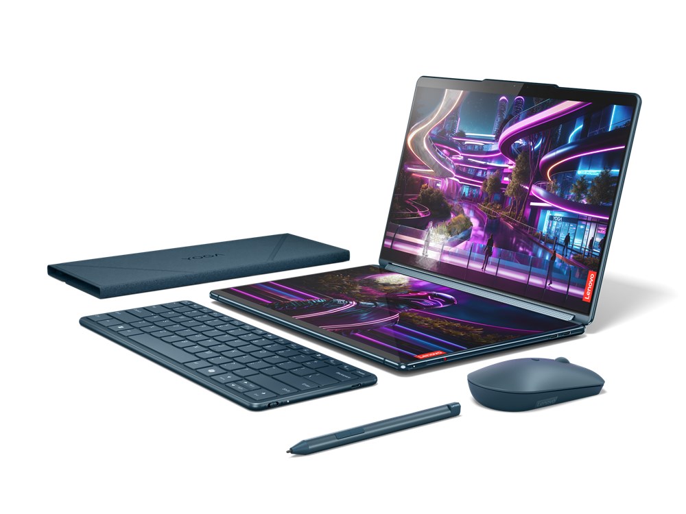 Laptop Lenovo Yoga Book 9 13IMU9, 13.3", Intel Core Ultra 7 155U, Hybrid (2-in-1), Touchscreen, 32 GB LPDDR5x-SDRAM, 512 GB SSD, Wi-Fi 6E (802.11ax) Windows 11 Home Teal + çantë krahu Lenovo B210 (GX40Q17225)