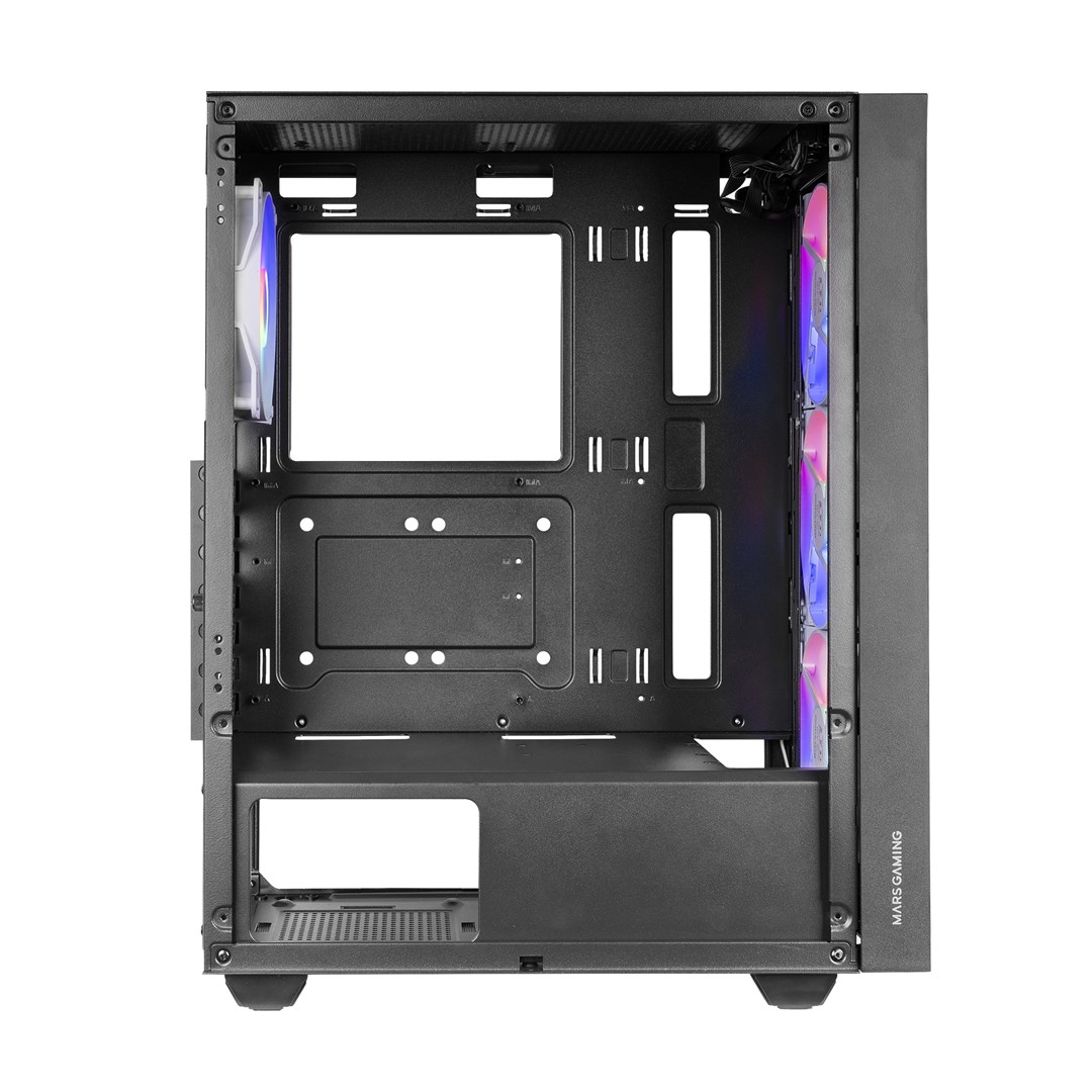Kutia gaming Mars Gaming MC-AIR, ATX, 4 ventilatorë FRGB 120mm, panel me rrjetë, e zezë