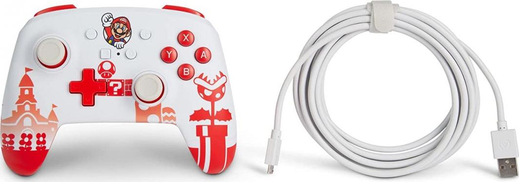 Kontroller PowerA Mario, me kabllo, i bardhë
