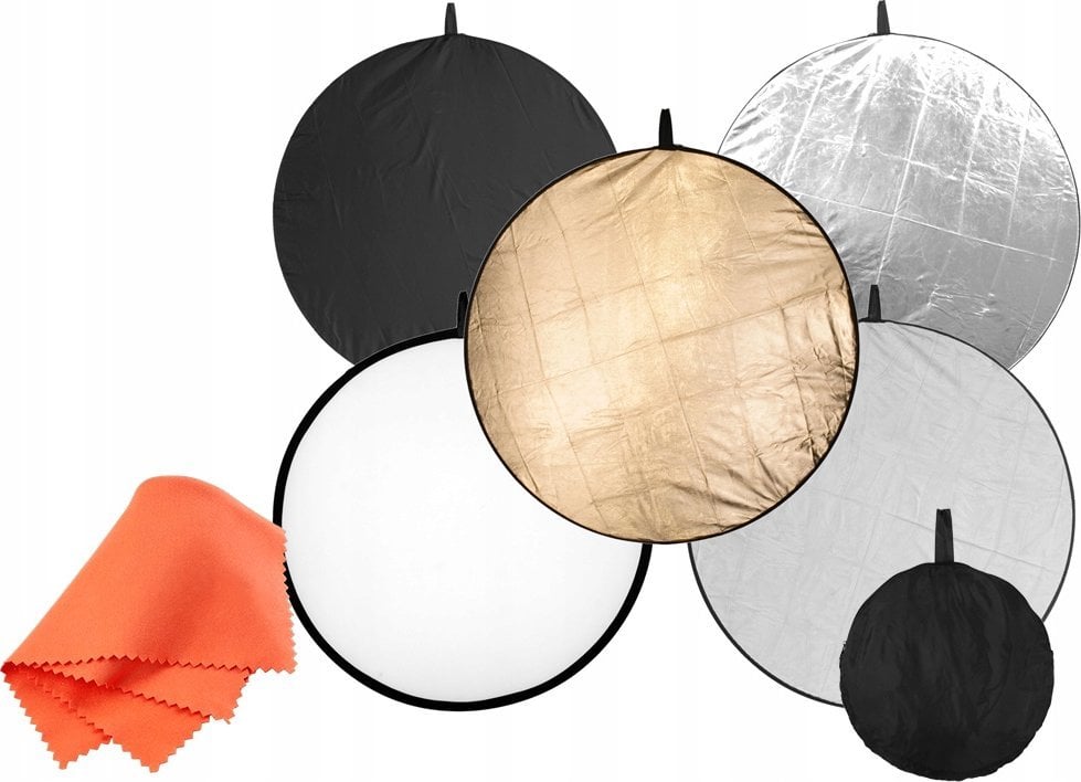 Reflektor fotografik Aurora 5in1, 95cm, i artë dhe i argjendtë