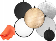 Reflektor fotografik Aurora 5in1, 95cm, i artë dhe i argjendtë