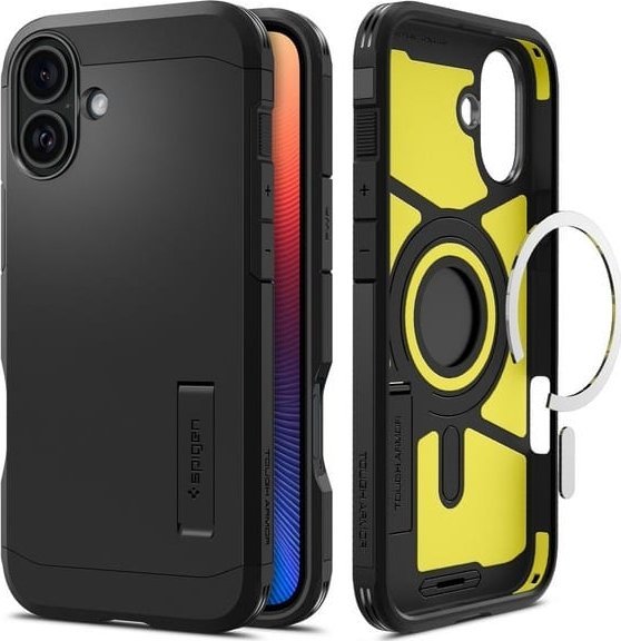 Маска за телефон Spigen Tough Armor MagSafe, за iPhone 16 Plus, магнетна, црна