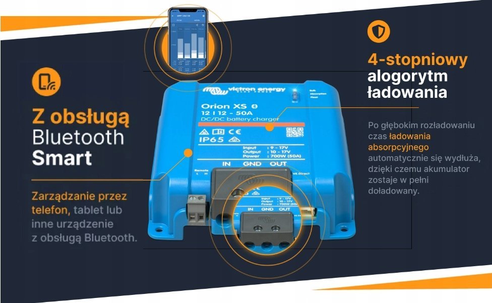 Karikues DC DC Victron Orion XS Smart Buckboost, 50A 700W, jo i izoluar, IP65