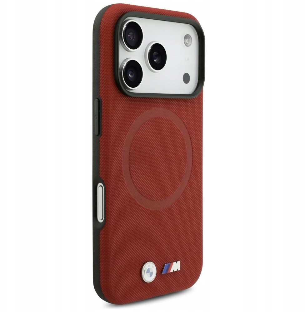 Mbulesë telefoni BMW M FW Metal Logo MagSafe për iPhone 17 Pro, magnetike, e kuqe