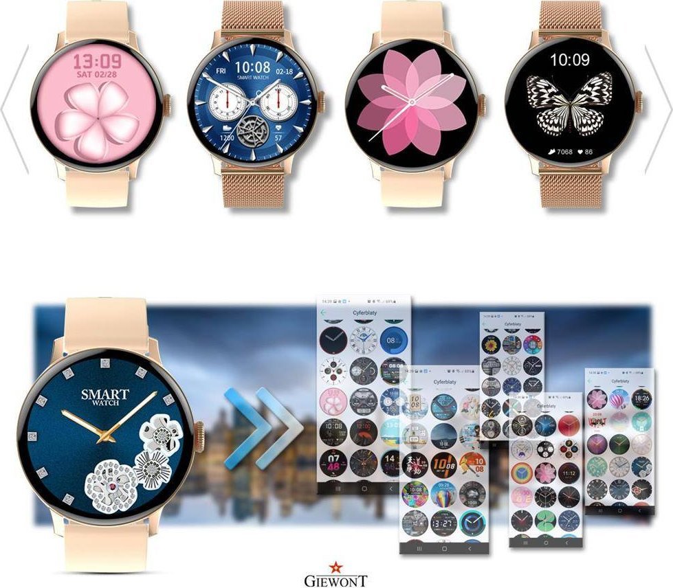 Smartwatch Giewont GW330, Bluetooth, monitorim aktiviteti, rozë