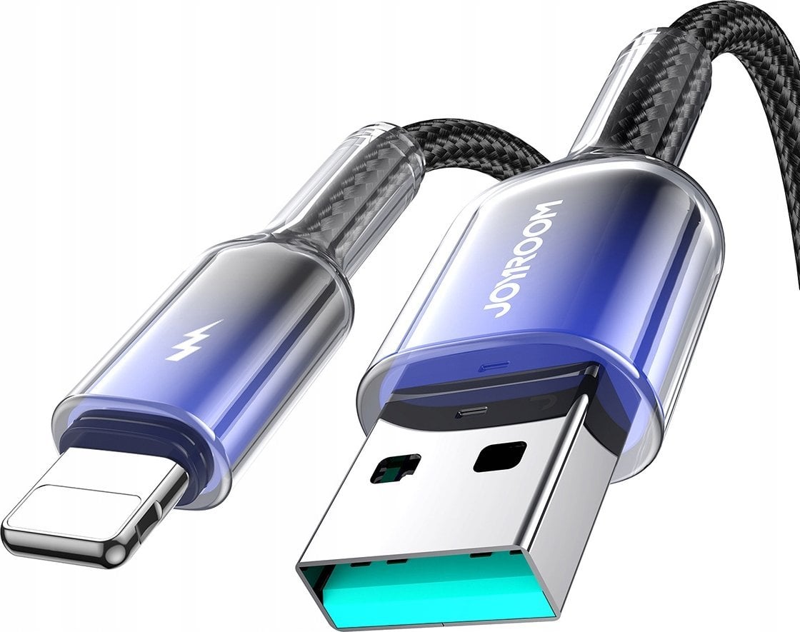 Kabllo Joyroom S-A42 Crystal-Clear Series, USB-A në Lightning, 3A, 1.2m, e zezë