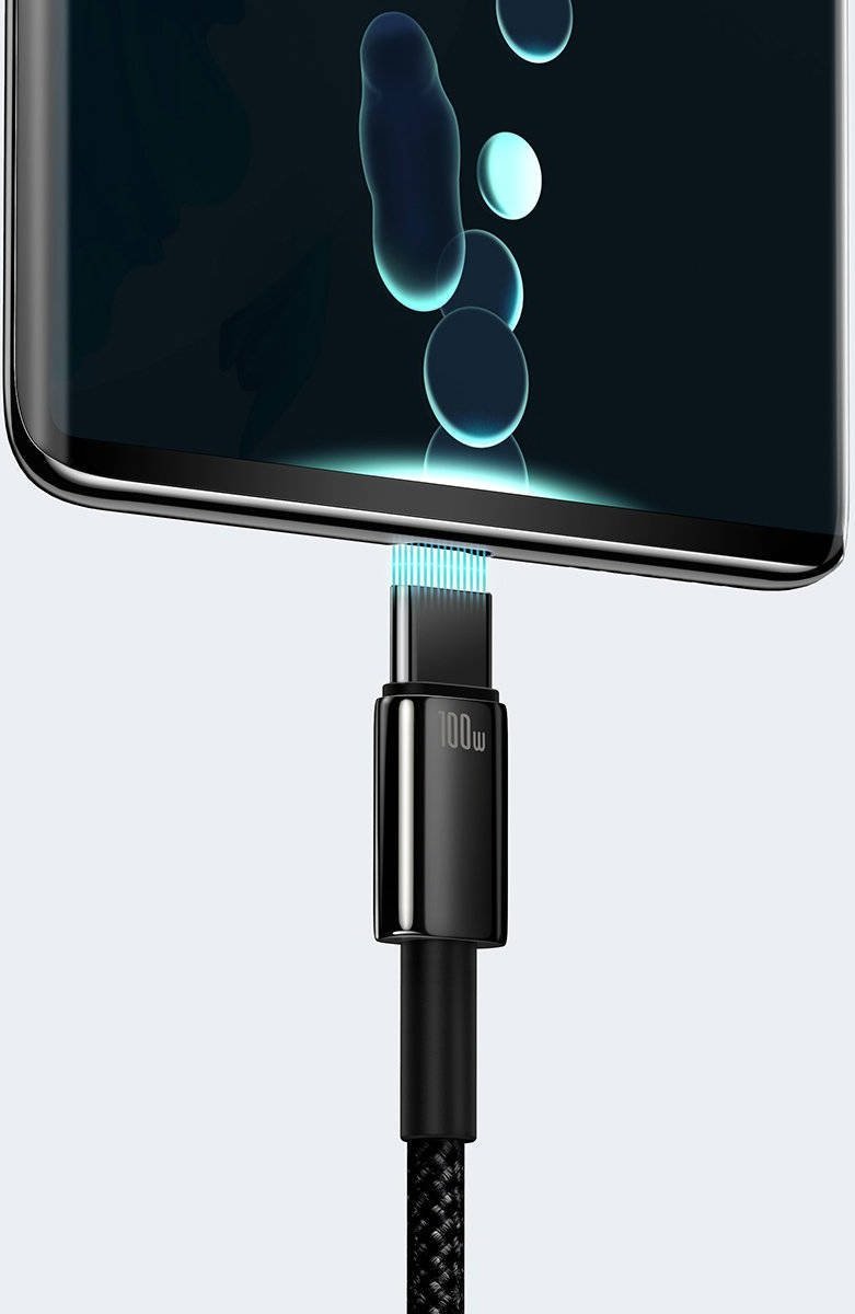 Kабел USB Baseus CAWJ000001, USB A во USB C, 1 m, 100W, црна