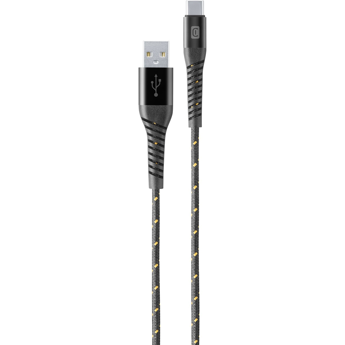 Kabllo Cellularline Tetraforce TETRACABTYC1MK, USB-A/Type-C, 1..2m, e zezë
